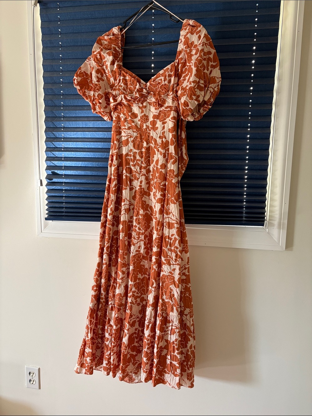 English Factory Rust-and-Cream Floral Midi Dress